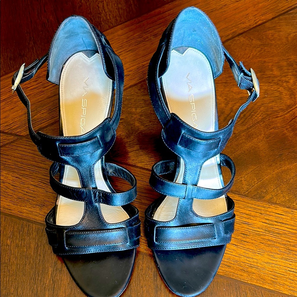 Via Spiga Black Strappy Sandals